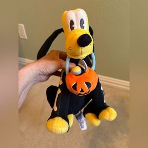 Disney Pluto Halloween Skeleton Plush with Pumpkin Treat Bucket